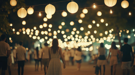 night street fair under paper lanterns, glowing softly in the wind --chaos 30 --ar 16:9 --v 6.1 Job ID: 4b31e369-bc91-47b1-9088-fd6e9e26e8dbの素材