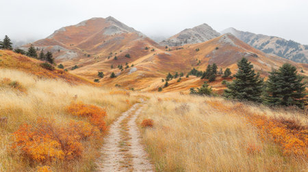 overcast day in the hills, moody rustic terrain, nature untouched --chaos 30 --ar 16:9 --v 6.1 Job ID: dd3fab7e-75a4-4067-913a-71ef0ff1b703の素材