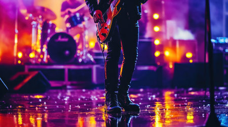 outdoor concert during rain, wet ground reflecting colorful lights --chaos 30 --ar 16:9 --v 6.1 Job ID: 56fb5c67-e98b-44b4-a0e0-a5fb0824d750の素材