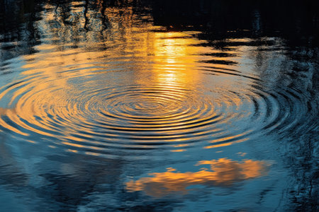 A tranquil ocean at sunset, with the sun setting behind and reflecting on the water's surface, creating ripples that glow in shades of orange and yellow. The sky is painted by the last rays of sunlight, casting long shadows over the calm sea waters. In the distance, distant waves gently lapping against each other, adding to the serene atmosphere. This scene evokes tranquility and peace as it captures nature's beauty at its most atmospheric moment. --ar 3:2 --v 6.1 Job ID: b85b7109-b40f-4b3d-a2e7-81bfd3c6a859の素材
