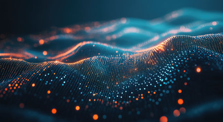 Abstract technology background with network connection, data transfer, and global communication concept in a dark blue color vector illustration. Background for web banner design. 8K resolution, simple, minimalistic, detailed, high-quality. --ar 78:43 --v 6.1 Job ID: 716935df-b534-4ecd-8601-53274ec3ec16の素材