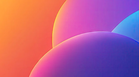 Abstract image features overlapping, rounded shapes of various pastel and vibrant colors, forming a gradient effect. The smooth transitions and interplay of colors create a visually appealing design.の素材