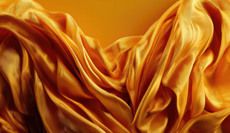 Abstract golden fabric creates a rich, luxurious, and flowing background.の素材