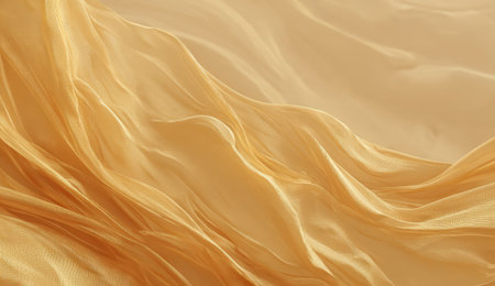 Flowing golden fabric creates elegant and luxurious draped waves.の素材
