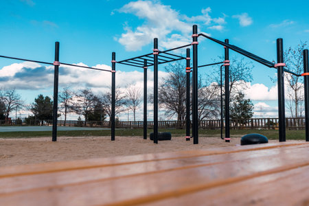 bar park for street workout or calisthenicsの写真素材