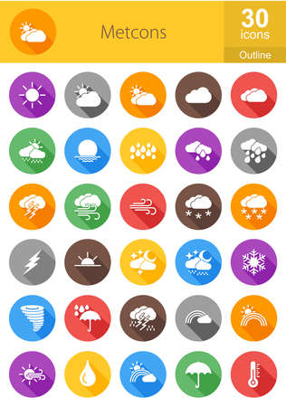 Weather, meterology vector image. Can also be used for sun, rain, clouds, lightning, wind, temperature, forecast. Suitable for web apps, mobile apps and print media.のイラスト素材