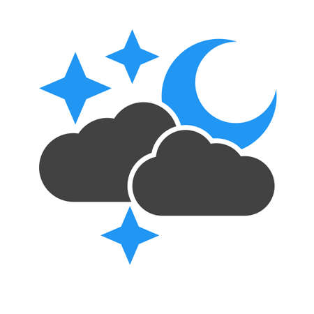 Cloud, stars, moon, rain icon vector image. Can also be used for weather, forecast, season, climate, meteorology. Suitable for web apps, mobile apps and print media.のイラスト素材