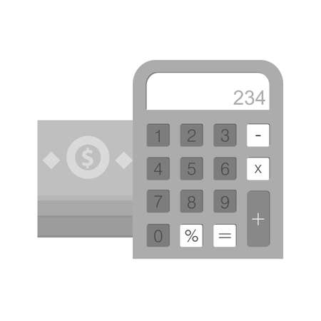 Dollar, bill, calculator, calculation icon vector image. Can also be used for ecommerce, shopping, business. Suitable for web apps, mobile apps and print media.のイラスト素材