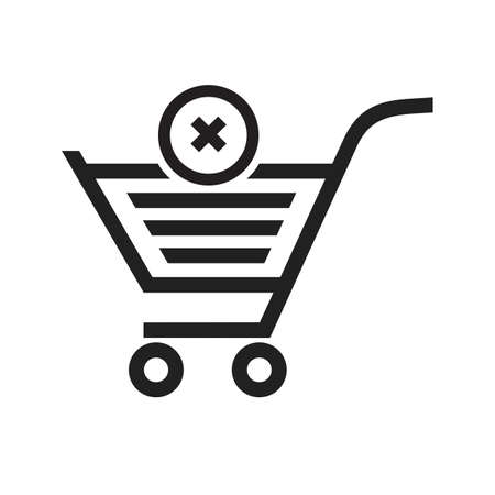 Cancelled, crossed, cart, trolley icon vector image. Can also be used for ecommerce, shopping, business. Suitable for web apps, mobile apps and print media.のイラスト素材