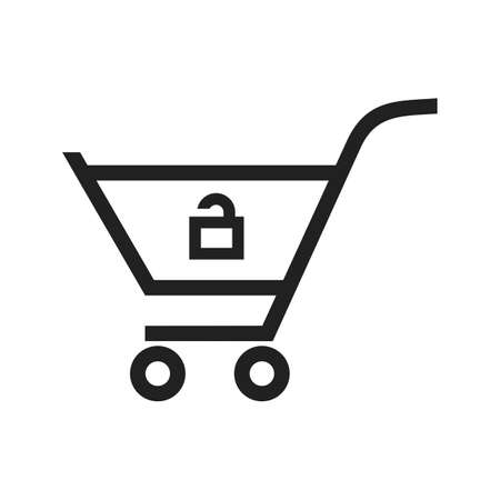 Cart, trolley, unlocked, basket icon vector image. Can also be used for ecommerce, shopping, business. Suitable for web apps, mobile apps and print media.のイラスト素材