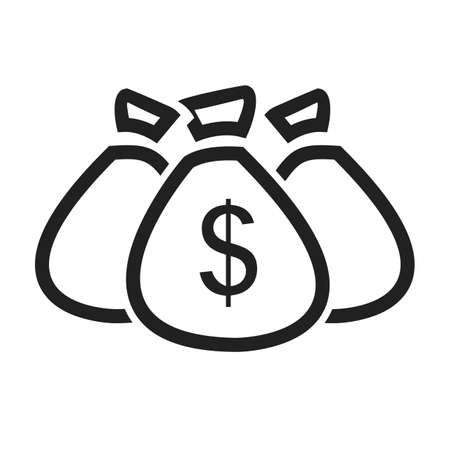 Money, bag, cash, sack icon vector image. Can also be used for ecommerce, shopping, business. Suitable for web apps, mobile apps and print media.のイラスト素材