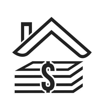 House, loan, money, real estate icon vector image. Can also be used for banking, finance, business. Suitable for web apps, mobile apps and print media.のイラスト素材