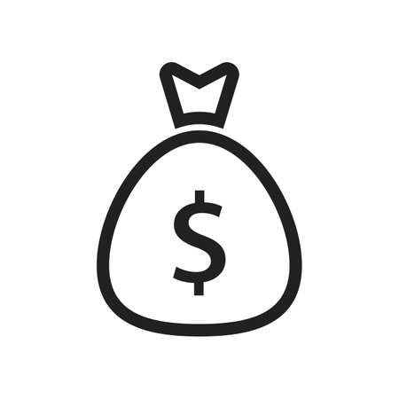 Money bag, currency, sack icon vector image. Can also be used for banking, finance, business. Suitable for web apps, mobile apps and print media.のイラスト素材