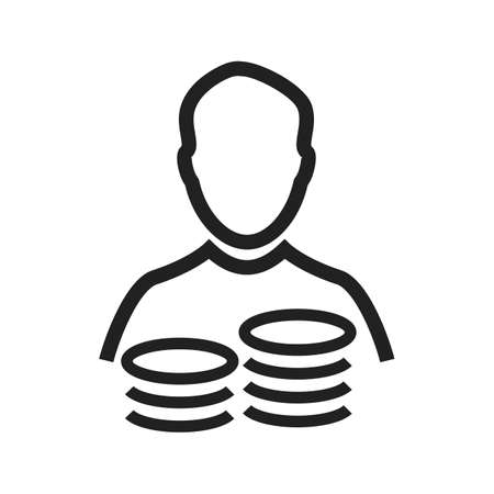 Accountant, coins, man, cash icon vector image. Can also be used for banking, finance, business. Suitable for web apps, mobile apps and print media.のイラスト素材