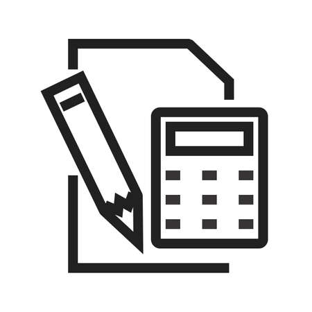 Calculator, pencil, notepad icon vector image. Can also be used for banking, finance, business. Suitable for web apps, mobile apps and print media.のイラスト素材