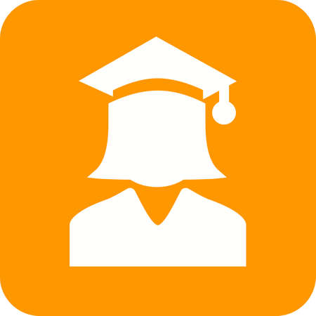 Student, college, female icon vector image. Can also be used for education, academics and science. Suitable for use on web apps, mobile apps, and print media.のイラスト素材