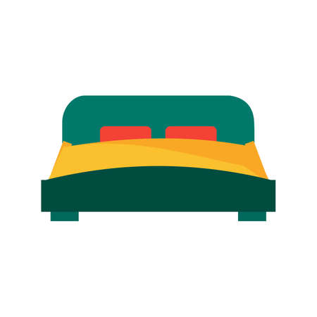Bed, pillow, mattress icon vector image. Can also be used for real estate, property, land and buildings. Suitable for mobile apps, web apps and print media.のイラスト素材