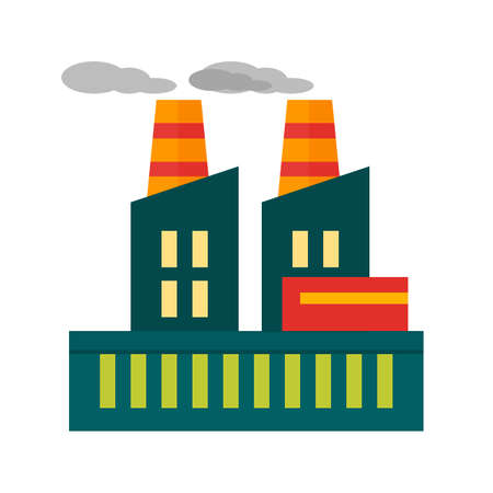 Factory, industry, building icon vector image. Can also be used for energy and technology. Suitable for web apps, mobile apps and print media.のイラスト素材