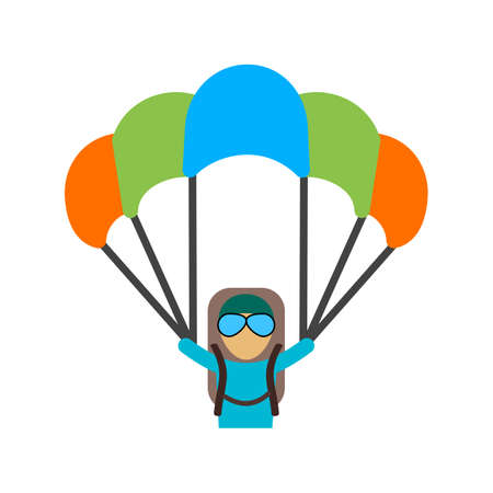 Paragliding, glider, parachute, jumping, sports icon vector image. Can also be used for fitness, recreation. Suitable for web apps, mobile apps and print media.のイラスト素材