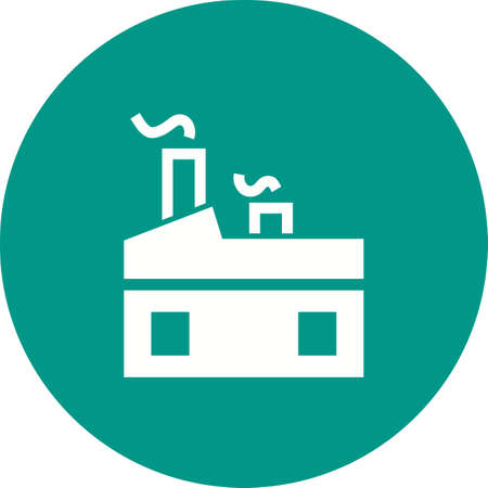 Factory, plant, manufacturing icon vector image. Can also be used for real estate, property, land and buildings. Suitable for mobile apps, web apps and print media.のイラスト素材