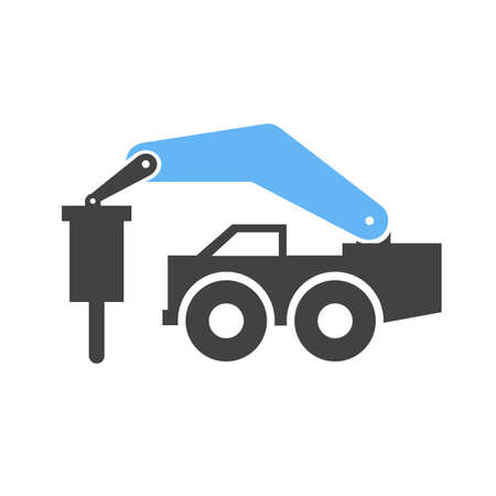 Rock breaker, bump, construction, machinery icon vector image. Can also be used for construction, interiors and building. Suitable for use on web apps, mobile apps and print media.のイラスト素材