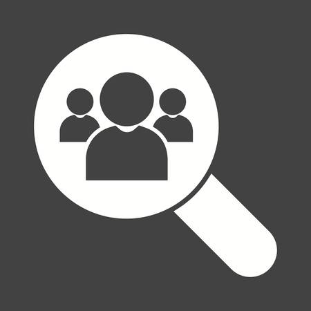 Magnifying glass, users, people, analytics icon vector image. Can also be used for seo, digital marketing, technology. Suitable for use on web apps, mobile apps and print media.のイラスト素材