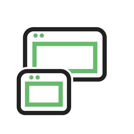 Window, browser, responsive, gadget icon vector image. Can also be used for seo, digital marketing, technology. Suitable for use on web apps, mobile apps and print media.のイラスト素材