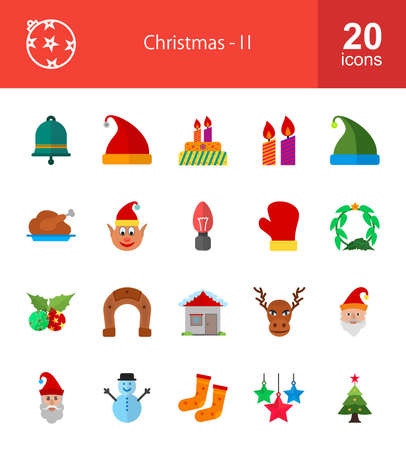 Christmas and Enjoyment icon set. Can also be used for celebration, holidays, and decoration. Suitable for web apps, mobile apps and print media.のイラスト素材