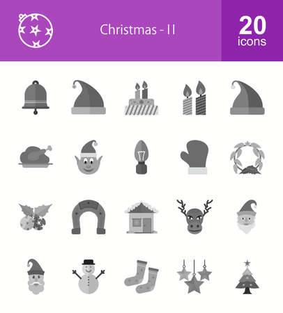 Christmas and Enjoyment icon set. Can also be used for celebration, holidays, and decoration. Suitable for web apps, mobile apps and print media.のイラスト素材