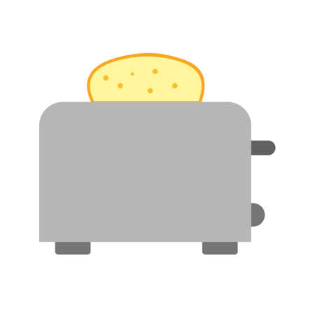Toaster, toast, breakfast icon vector image. Can also be used for household objects. Suitable for use on web apps, mobile apps and print media.のイラスト素材