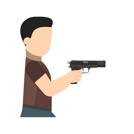 Pistol, gun, hand icon vector image. Can also be used for activities. Suitable for use on web apps, mobile apps and print media.のイラスト素材