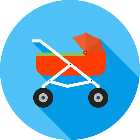 Stroller, baby, girl icon vector image. Can also be used for objects. Suitable for web apps, mobile apps and print media.のイラスト素材