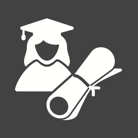 Graduate, female, university icon vector image. Can also be used for schooling. Suitable for use on web apps, mobile apps and print media.のイラスト素材