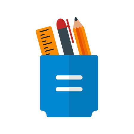 Stationery, holder, pencil icon vector image. Can also be used for schooling. Suitable for use on web apps, mobile apps and print media.のイラスト素材