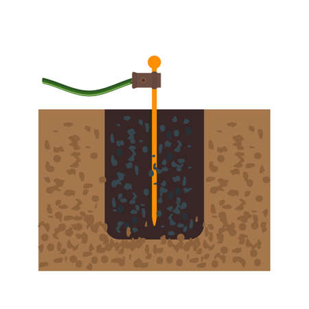 Electrician, wire, earth icon vector image. Can also be used for electric circuits. Suitable for use on web apps, mobile apps and print media.のイラスト素材