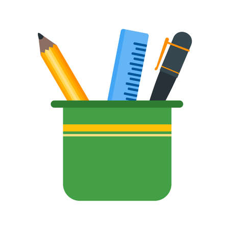 Stationery, holder, pencil icon vector image. Can also be used for stationery. Suitable for use on web apps, mobile apps and print media.のイラスト素材