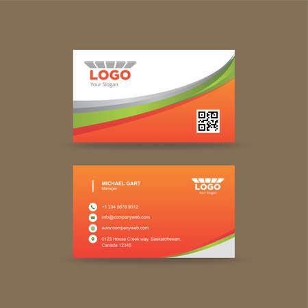 Professional orange and white business cardのイラスト素材