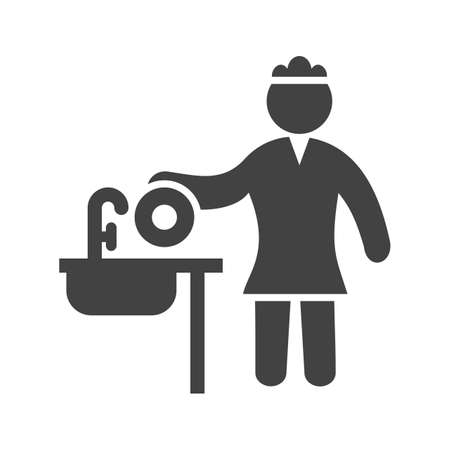 Woman Washing Dishesのイラスト素材
