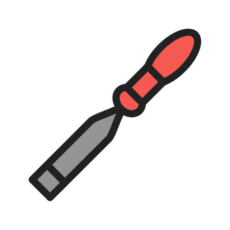 Chisel tool cutting on plain presentation.のイラスト素材