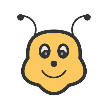 Bee Face icon on plain presentation.のイラスト素材
