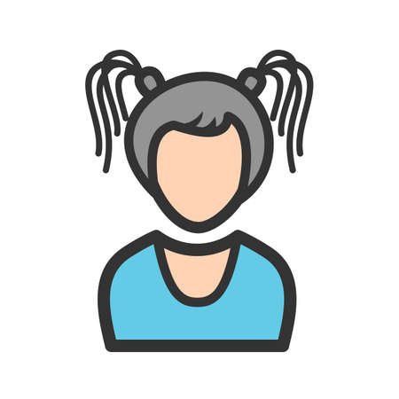 Girl, ponytail, teenage icon vector image. Can also be used for Avatars. Suitable for use on web apps, mobile apps and print media.のイラスト素材