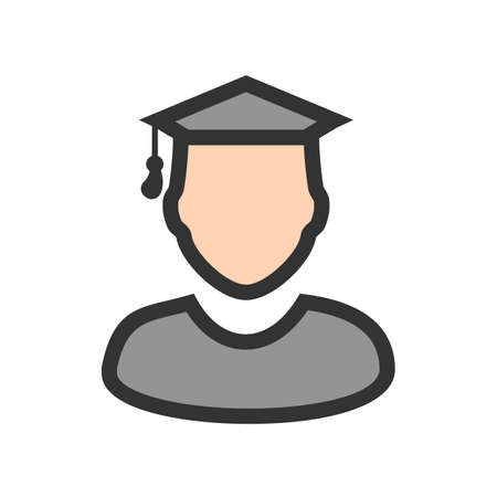 Student, college, male icon  image. Can also be used for education, academics and science. Suitable for use on web apps, mobile apps and print media.のイラスト素材