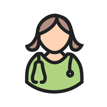 Doctor, female, woman icon  image. Can also be used for healthcare and medical. Suitable for mobile apps, web apps and print media.のイラスト素材