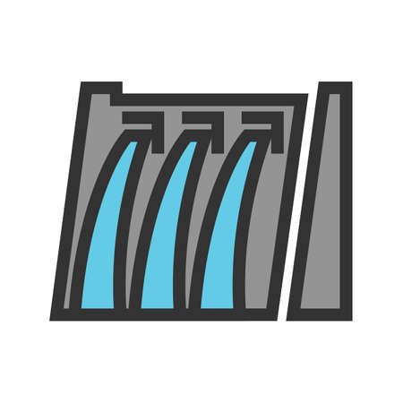 Dam, water, hydro electric icon  image. Can also be used for energy and technology. Suitable for web apps, mobile apps and print media.のイラスト素材