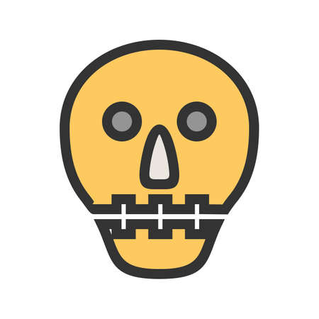 Skull, brain, head icon image which can be used for halloween, celebration, observances and holidays. Suitable for mobile apps, web apps and print media.のイラスト素材