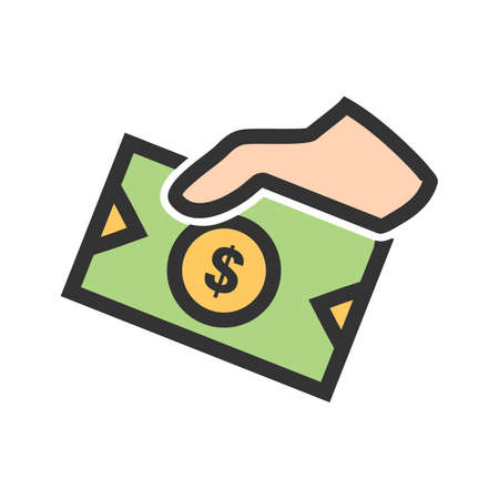 Money share, hand, dollar, exchange icon image. Can also be used for eCommerce, shopping, business. Suitable for use on web apps, mobile apps and print media.のイラスト素材