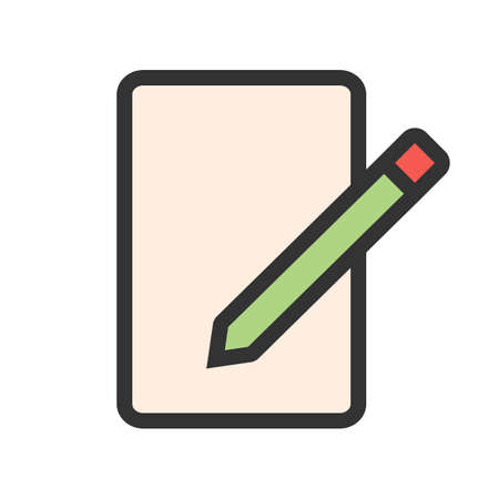 Paper, pencil, school icon vector image. Can also be used for household objects. Suitable for use on web apps, mobile apps and print media.のイラスト素材