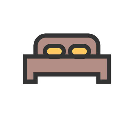 Bed, mattress, bedroom icon vector image. Can also be used for household objects. Suitable for use on web apps, mobile apps and print media.のイラスト素材