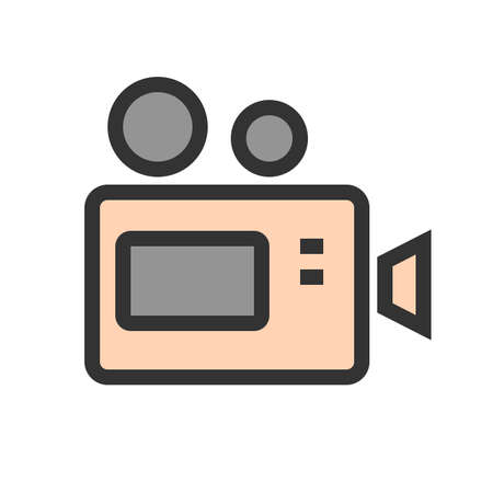 Camera, lens, video icon vector image. Can also be used for multimedia. Suitable for use on web apps, mobile apps and print media.のイラスト素材