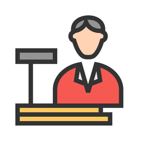Cashier, bank, cash icon vector image. Can also be used for professionals. Suitable for web apps, mobile apps and print media.のイラスト素材